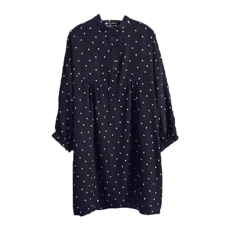 2026 Autumn Plus Size Polka Dot Loose Midi Shirt Dress - Image 5