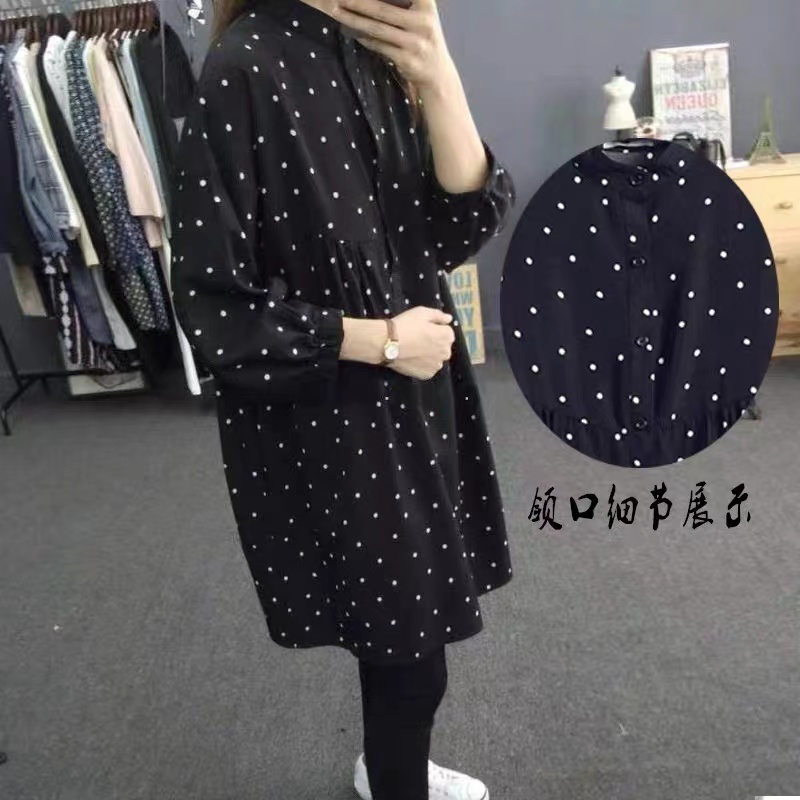 2026 Autumn Plus Size Polka Dot Loose Midi Shirt Dress - Image 3