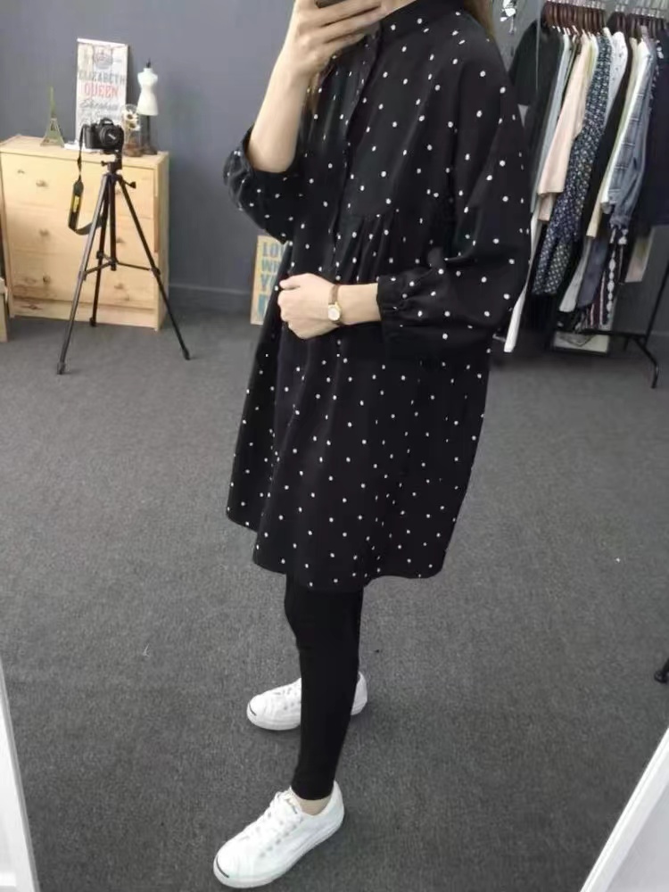 2026 Autumn Plus Size Polka Dot Loose Midi Shirt Dress - Image 4