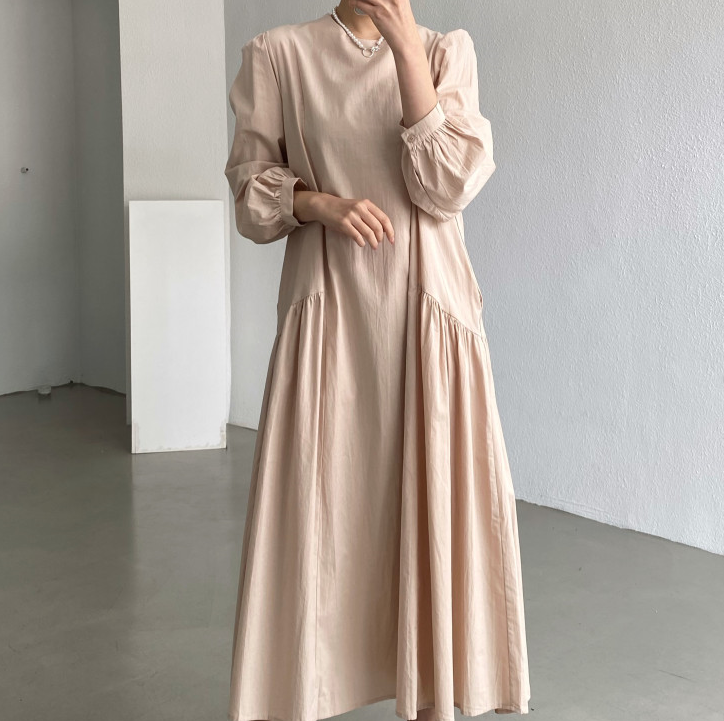 Autumn Korean Chic Plus Size Pleated Loose Long Dress - Image 4