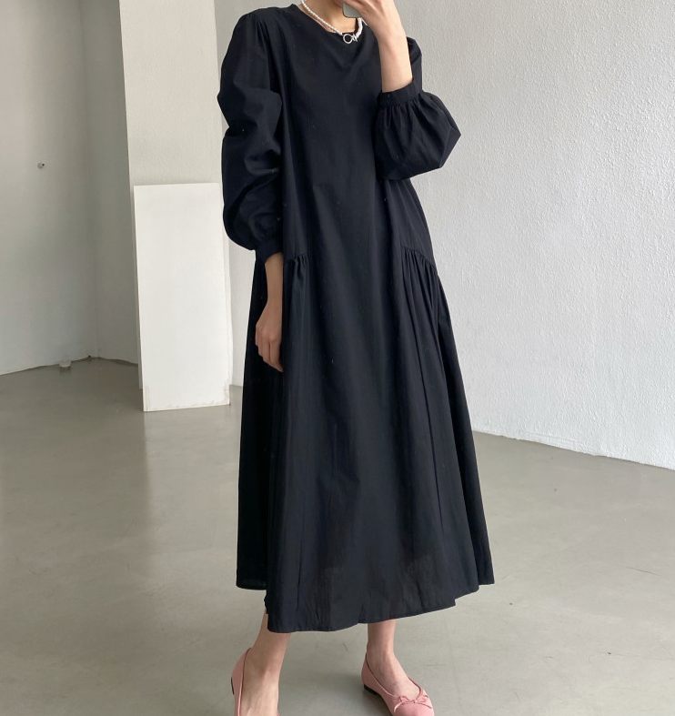 Autumn Korean Chic Plus Size Pleated Loose Long Dress - Image 3
