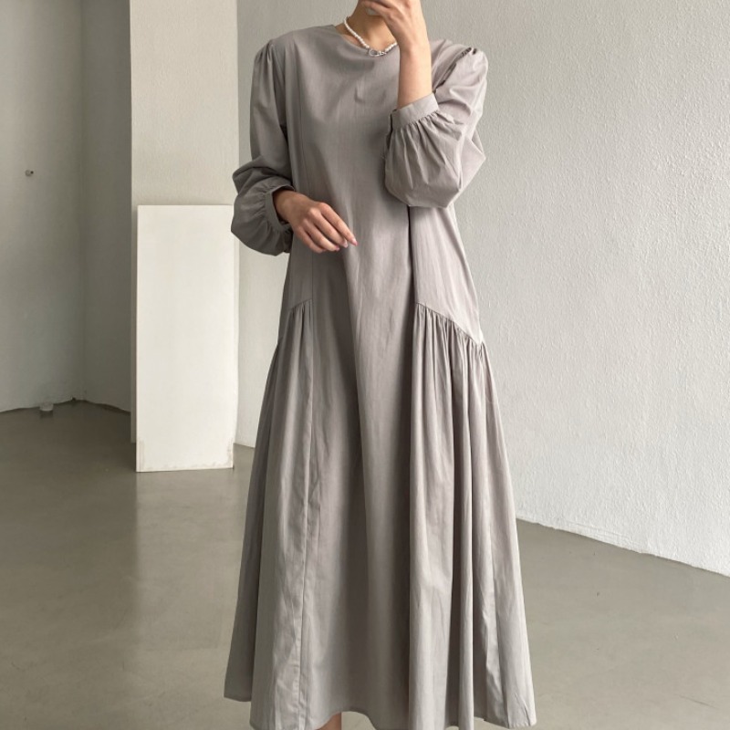 Autumn Korean Chic Plus Size Pleated Loose Long Dress - Image 5