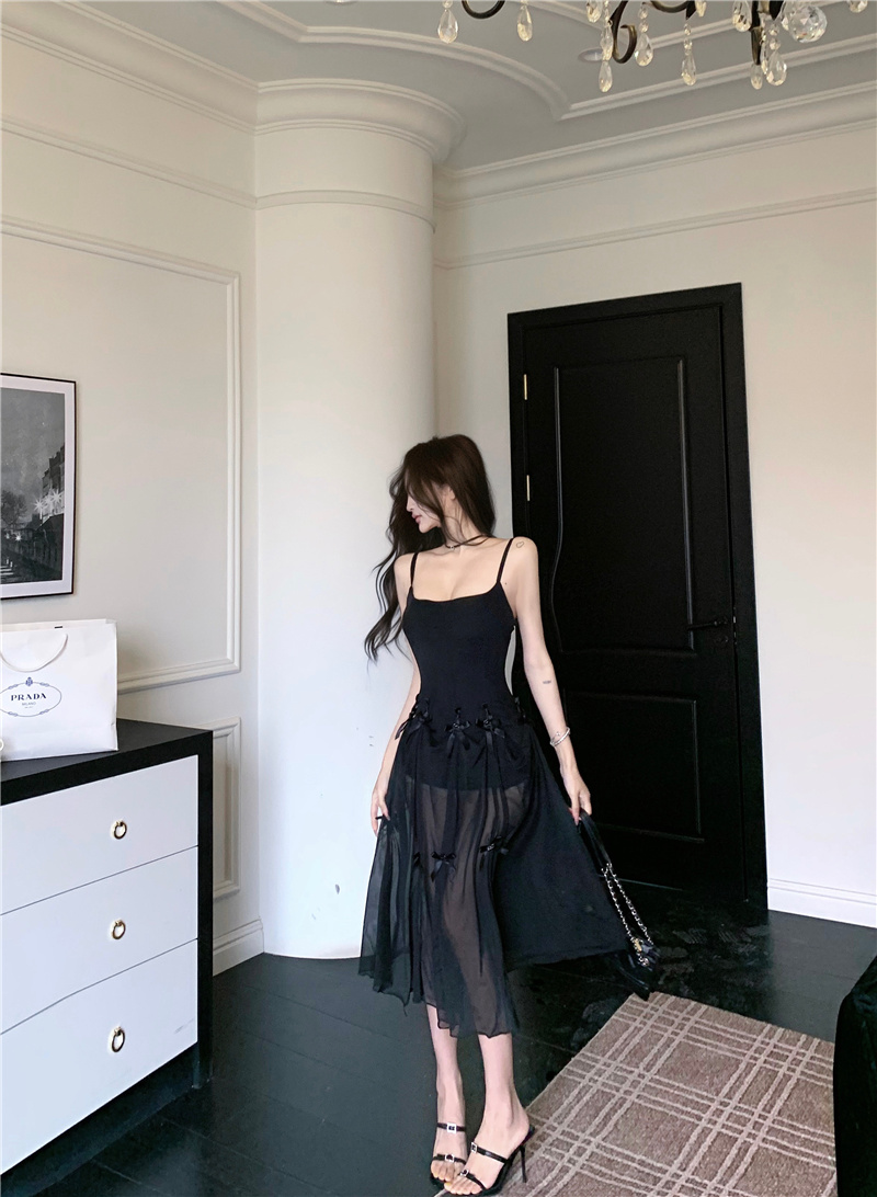 Sweet High-Waist A-Line Sleeveless Cami Mini Dress with Bow - Image 4