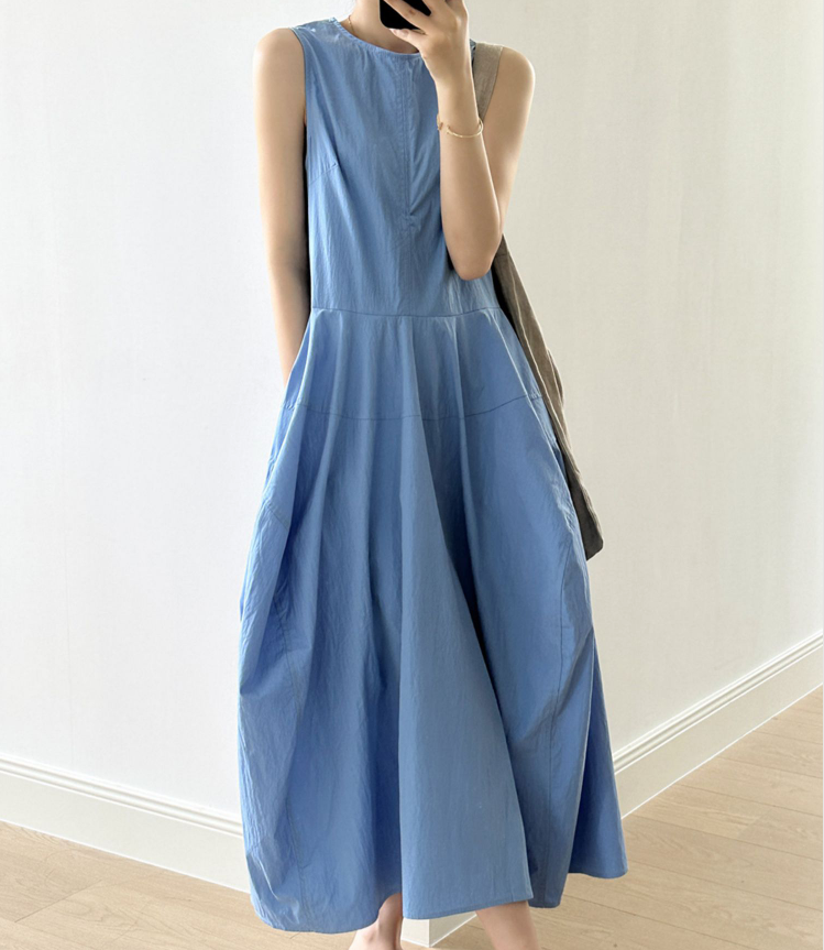 Summer New Sleeveless Tank Dress Long A-Line Plus Size Casual