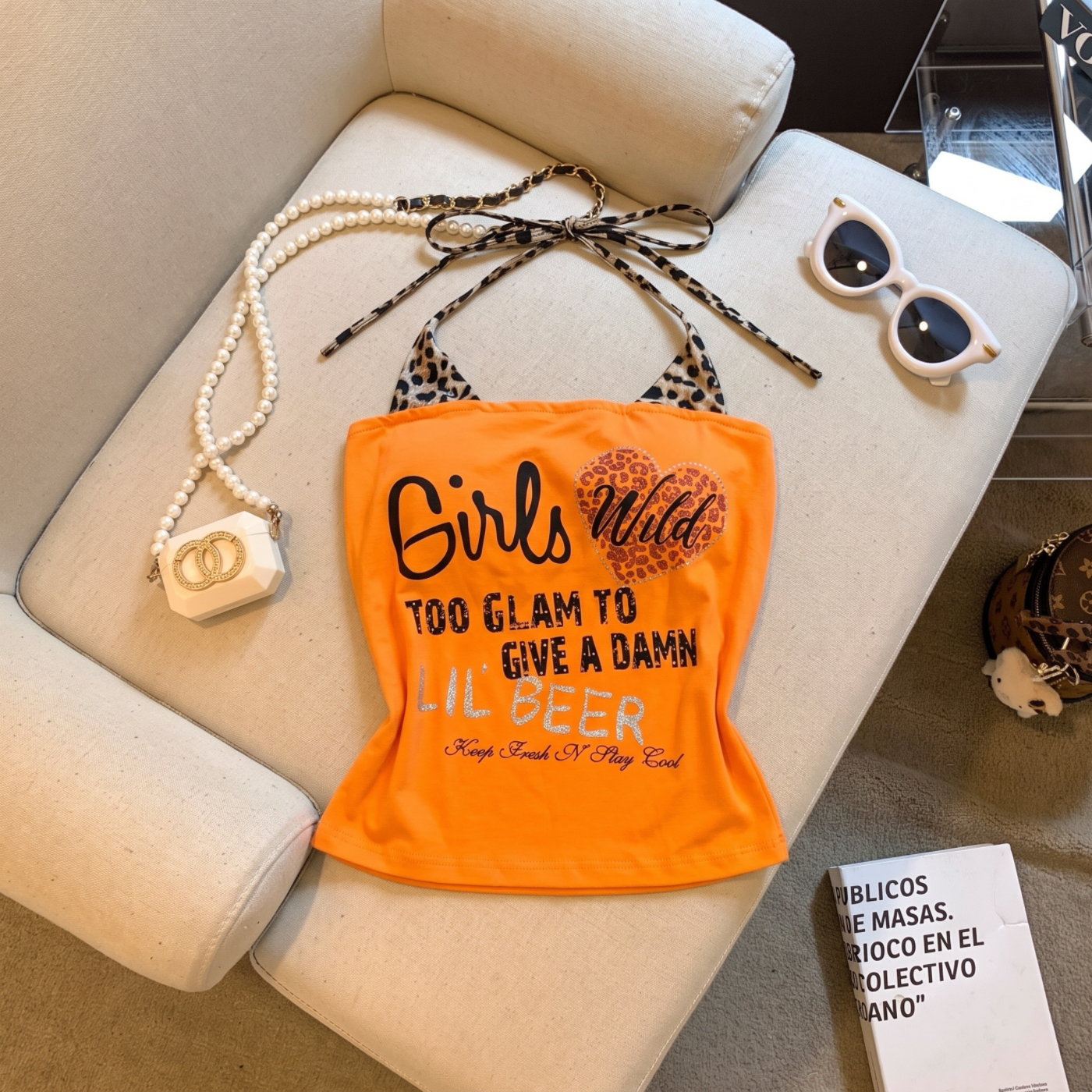 Sexy Leopard Print Letter Print Halter Cami Top for Women Summer - Image 3