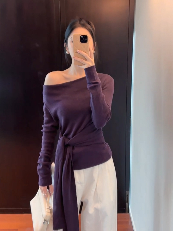 New Autumn French Style Lace-Up Waist-Cinching Top for Women – Style 62478e